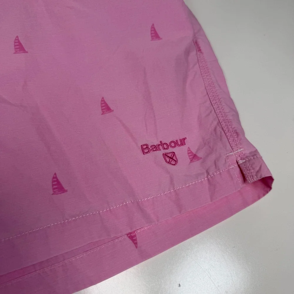 Barbour‎ Mens Pink Sailboat Print Swim Trunks Shorts MSW0026PI31 XL 5 Inseam